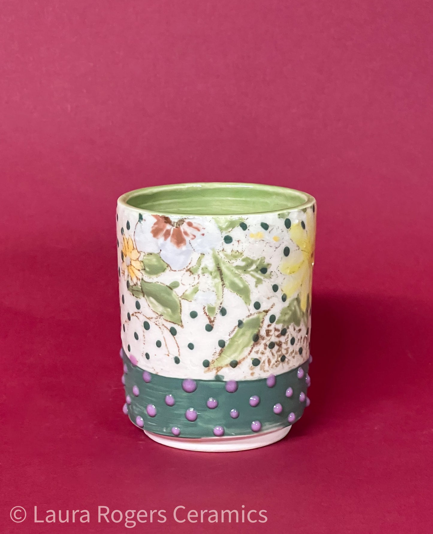 Polka-dot Floral Wallpaper Mug